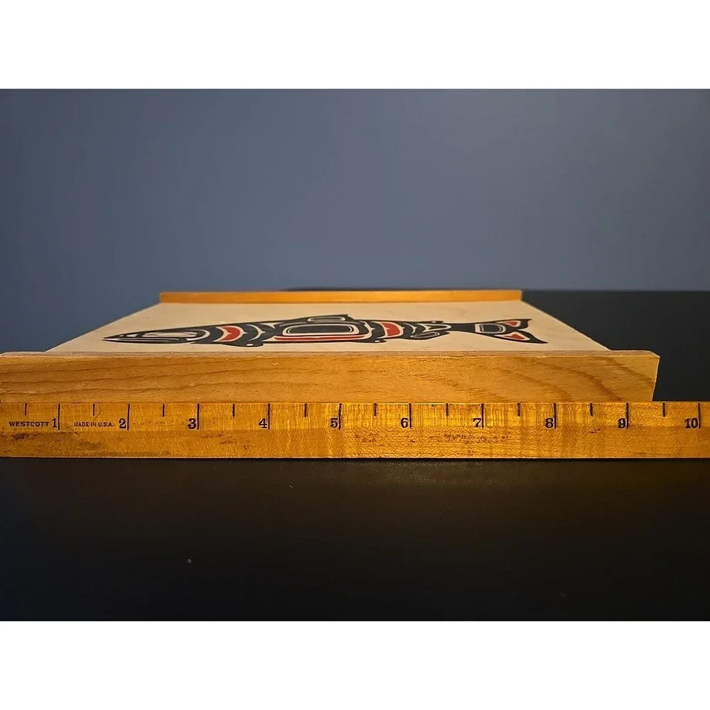 Native Northwest Haida Fish Painted Decorative Trinket Keepsake Box Art Alaska